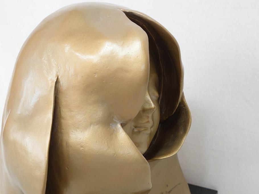彫刻家　堤直美　「夢」　作品証明書付き　柔らかい表情が素敵なブロンズ像(Naomi Tsutsumi、オブジェ、置物、台座付き)(定価約63万円)(R-073837)