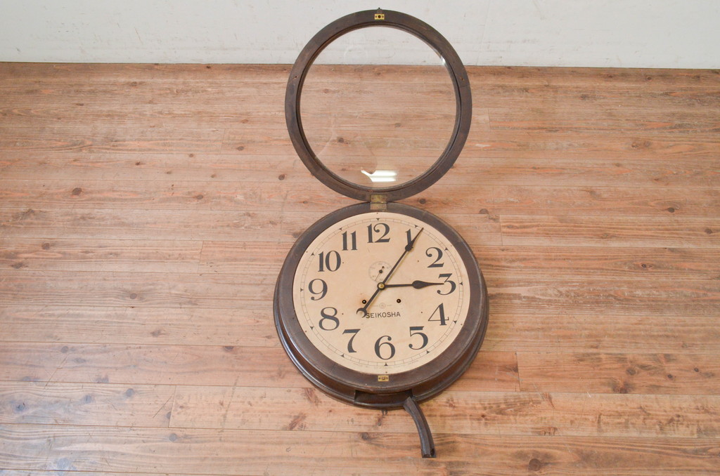 和製アンティーク　精工舎(SEIKOSHA、セイコー)　TRADE(S)MARK　トーマス型のレトロな大型掛け時計(柱時計、振り子時計、古時計)(R-072235)