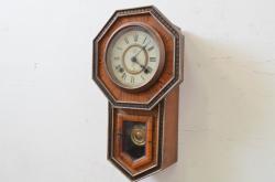 和製アンティーク　精工舎(SEIKOSHA、セイコー)　丸形　レトロなデザインが魅力的な掛け時計(柱時計、古時計)(R-072236)