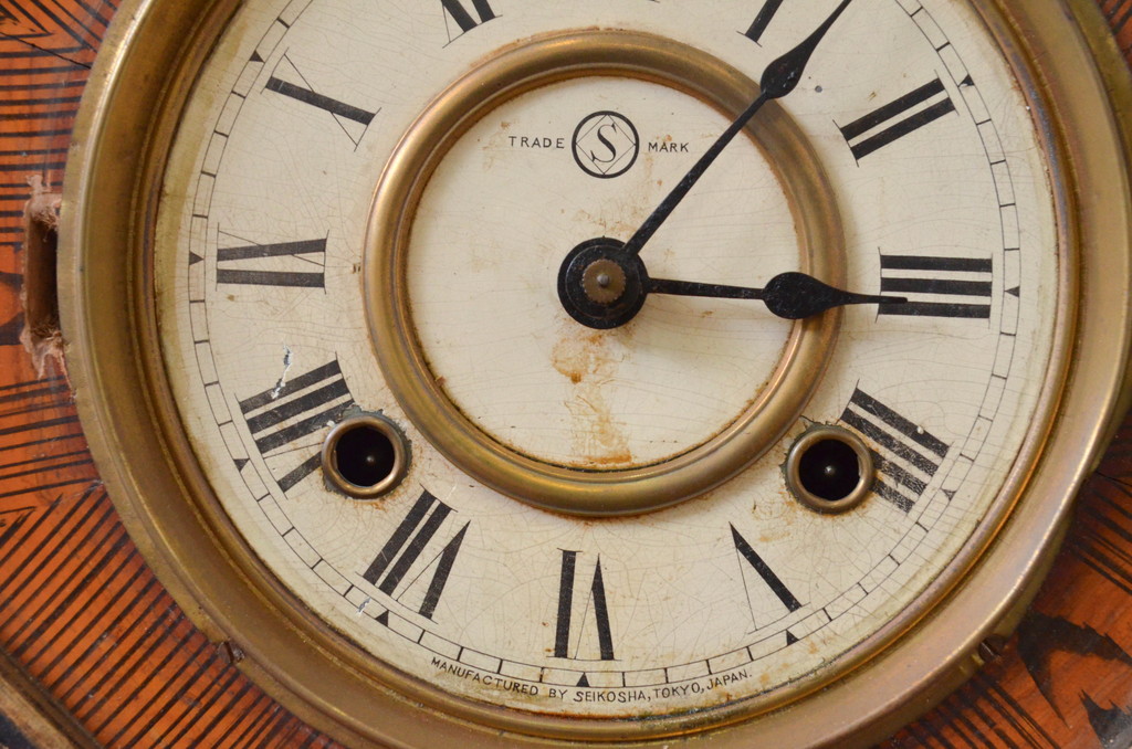 和製アンティーク　精工舎(SEIKOSHA、セイコー)　TRADE(S)MARK　特徴あるデザインが魅力的な掛け時計(柱時計、古時計、八角時計、振り子時計)(R-072240)