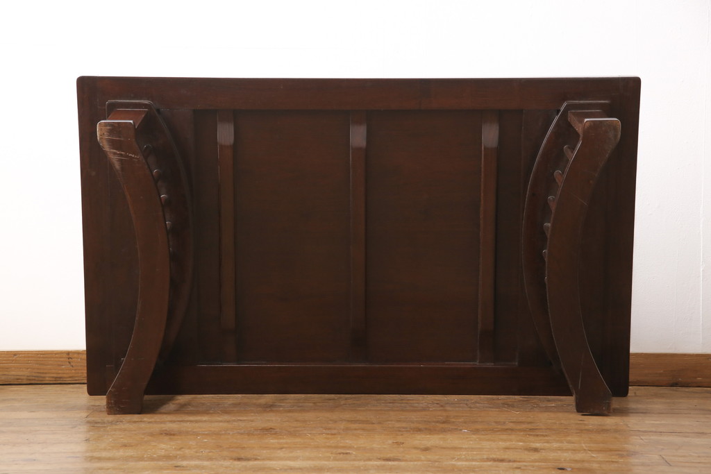 中古　美品　民芸家具　象嵌入り　細やかな細工が美しい高級座卓(ローテーブル、センターテーブル、机)(R-055677)