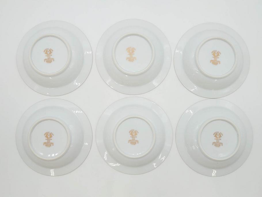 オールドノリタケ　NORITAKE　金彩　煌びやかなデザインが目を惹くボウル6客セット(花、フラワー、プレート、皿、洋食器、サラダ)(R-074111)