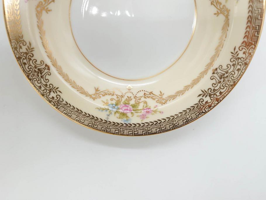 オールドノリタケ　NORITAKE　金彩　煌びやかなデザインが目を惹くボウル6客セット(花、フラワー、プレート、皿、洋食器、サラダ)(R-074111)