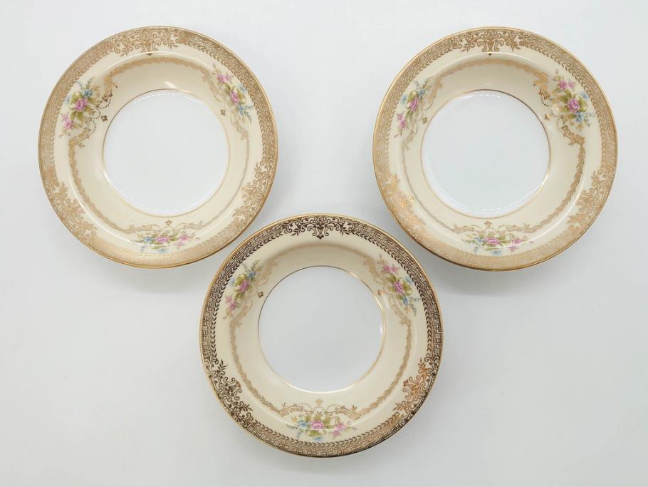 オールドノリタケ　NORITAKE　金彩　煌びやかなデザインが目を惹くボウル6客セット(花、フラワー、プレート、皿、洋食器、サラダ)(R-074111)