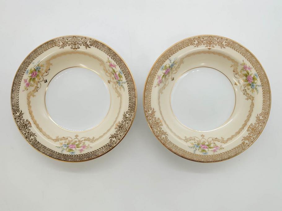 オールドノリタケ　NORITAKE　金彩　煌びやかなデザインが目を惹くボウル6客セット(花、フラワー、プレート、皿、洋食器、サラダ)(R-074111)