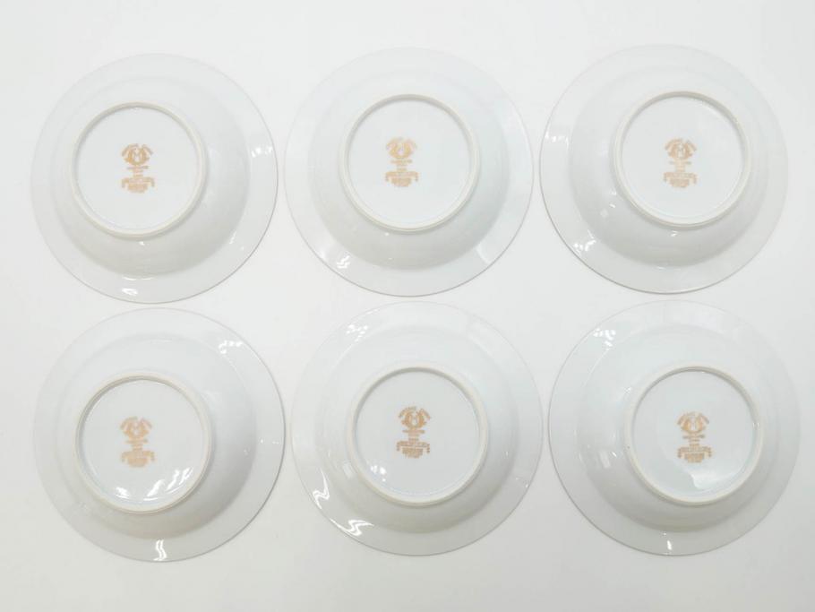 オールドノリタケ　NORITAKE　金彩　煌びやかなデザインが目を惹くボウル6客セット(花、フラワー、プレート、皿、洋食器、サラダ)(R-074112)