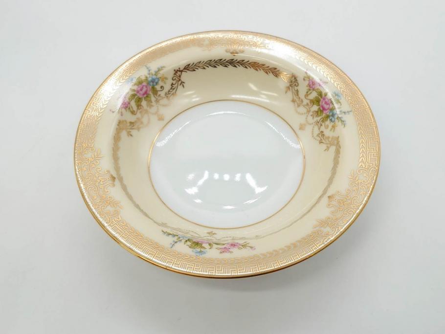 オールドノリタケ　NORITAKE　金彩　煌びやかなデザインが目を惹くボウル6客セット(花、フラワー、プレート、皿、洋食器、サラダ)(R-074112)