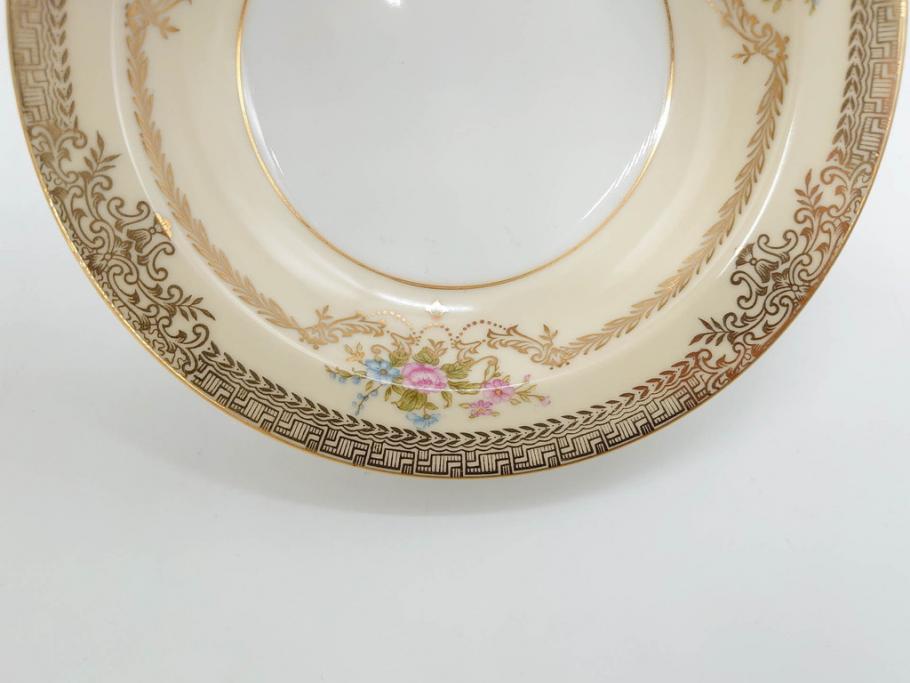 オールドノリタケ　NORITAKE　金彩　煌びやかなデザインが目を惹くボウル6客セット(花、フラワー、プレート、皿、洋食器、サラダ)(R-074112)