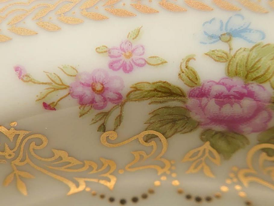 オールドノリタケ　NORITAKE　金彩　煌びやかなデザインが目を惹くボウル6客セット(花、フラワー、プレート、皿、洋食器、サラダ)(R-074112)