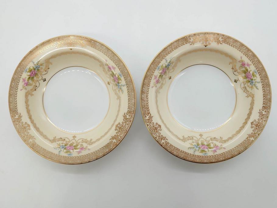 オールドノリタケ　NORITAKE　金彩　煌びやかなデザインが目を惹くボウル6客セット(花、フラワー、プレート、皿、洋食器、サラダ)(R-074112)