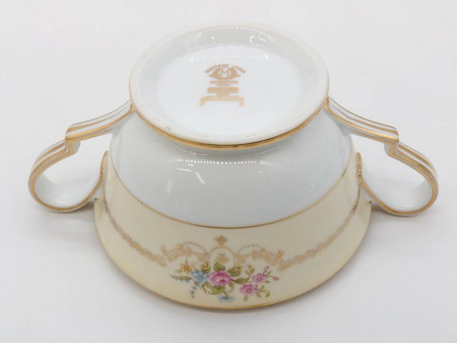 オールドノリタケ　NORITAKE　金彩　ゴールドの装飾が華やかさを演出するチューリン&シュガーポット(花、フラワー、ボンボン入れ、小物入れ、蓋物、洋食器)(R-074113)