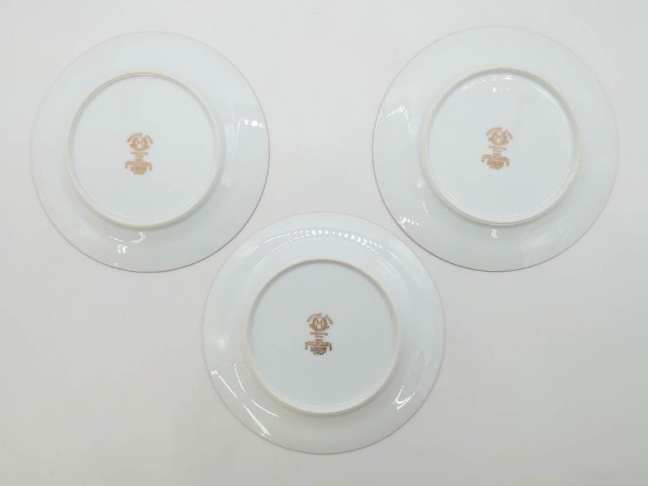 オールドノリタケ　NORITAKE　金彩　繊細なデザインがエレガントな雰囲気を醸し出すスープカップ&ソーサー3客セット(花、フラワー、C&S、洋食器)(R-074114)