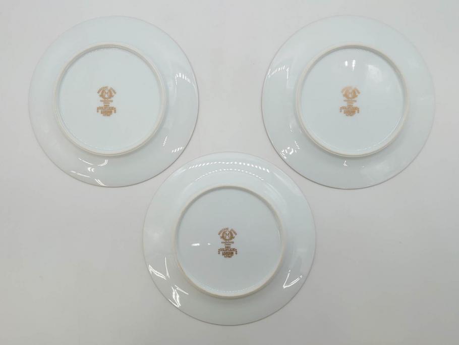 オールドノリタケ　NORITAKE　金彩　繊細なデザインがエレガントな雰囲気を醸し出すスープカップ&ソーサー3客セット(花、フラワー、C&S、洋食器)(R-074115)