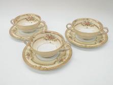 中古　オールドノリタケ(Noritake、則武)　月桂樹-М　CALIBAN　品のあるデザインが素敵なカップ&ソーサー2客セット(洋食器)(1)