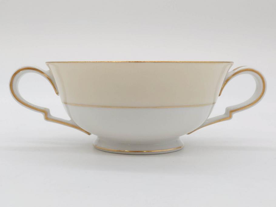オールドノリタケ　NORITAKE　金彩　繊細なデザインがエレガントな雰囲気を醸し出すスープカップ&ソーサー3客セット(花、フラワー、C&S、洋食器)(R-074117)
