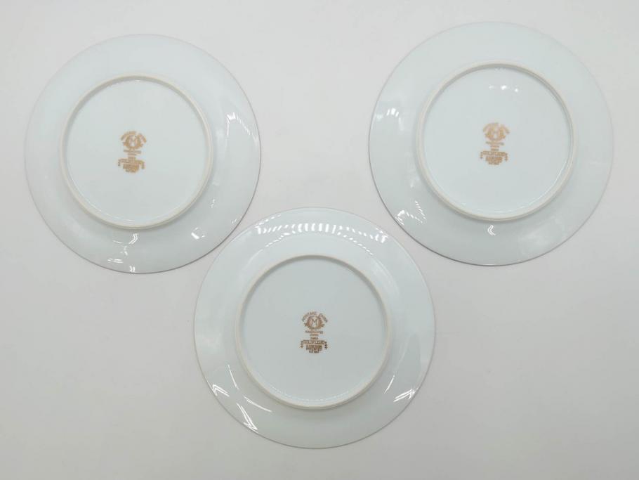 オールドノリタケ　NORITAKE　金彩　繊細なデザインがエレガントな雰囲気を醸し出すスープカップ&ソーサー3客セット(花、フラワー、C&S、洋食器)(R-074117)