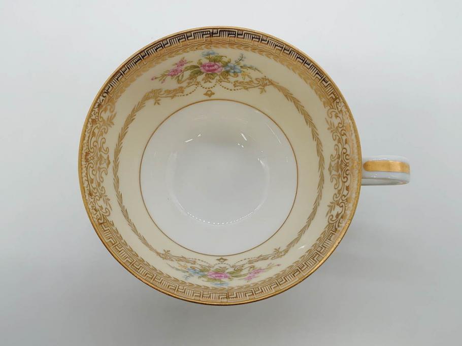 オールドノリタケ　NORITAKE　金彩　ティータイムが華やかになるティーカップ&ソーサー3客セット(花、フラワー、C&S、洋食器)(R-074118)