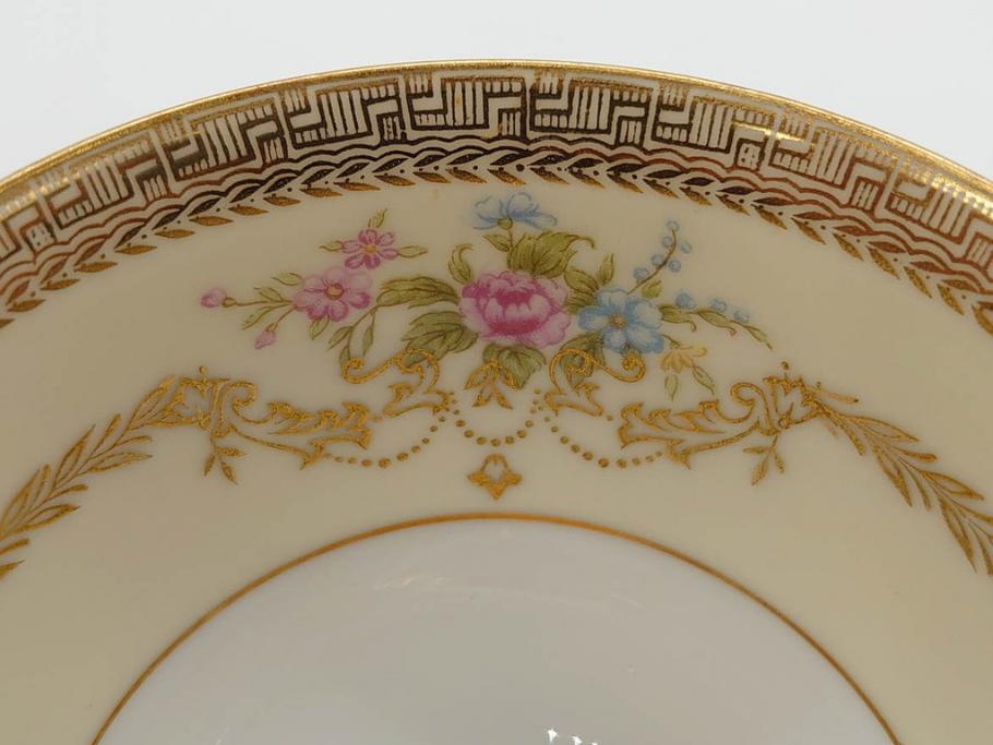 オールドノリタケ　NORITAKE　金彩　ティータイムが華やかになるティーカップ&ソーサー3客セット(花、フラワー、C&S、洋食器)(R-074118)