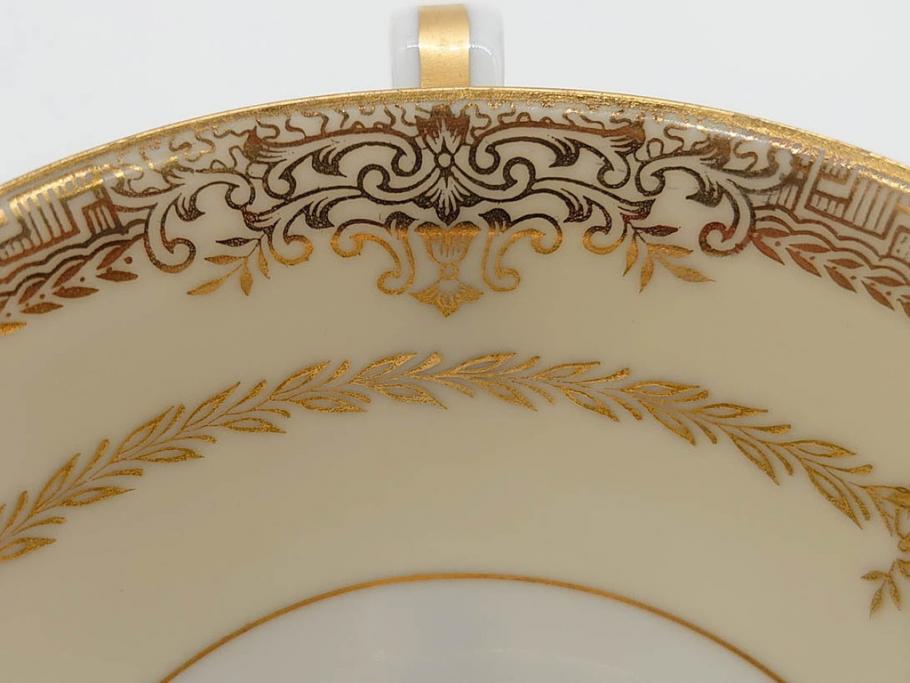 オールドノリタケ　NORITAKE　金彩　ティータイムが華やかになるティーカップ&ソーサー3客セット(花、フラワー、C&S、洋食器)(R-074118)