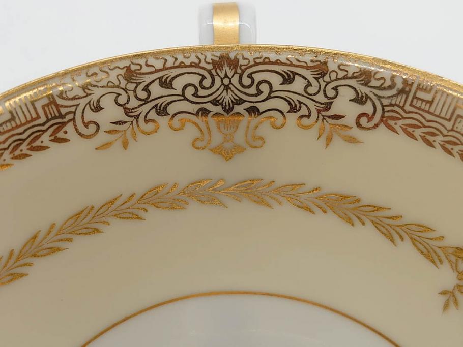 オールドノリタケ　NORITAKE　金彩　ティータイムが華やかになるティーカップ&ソーサー3客セット(花、フラワー、C&S、洋食器)(R-074118)