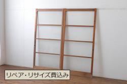 アンティーク建具　両面ガラス入り　麻の葉の組子がポイント!品のある雰囲気が素敵な欄間(明り取り、明かり取り)(R-049984)