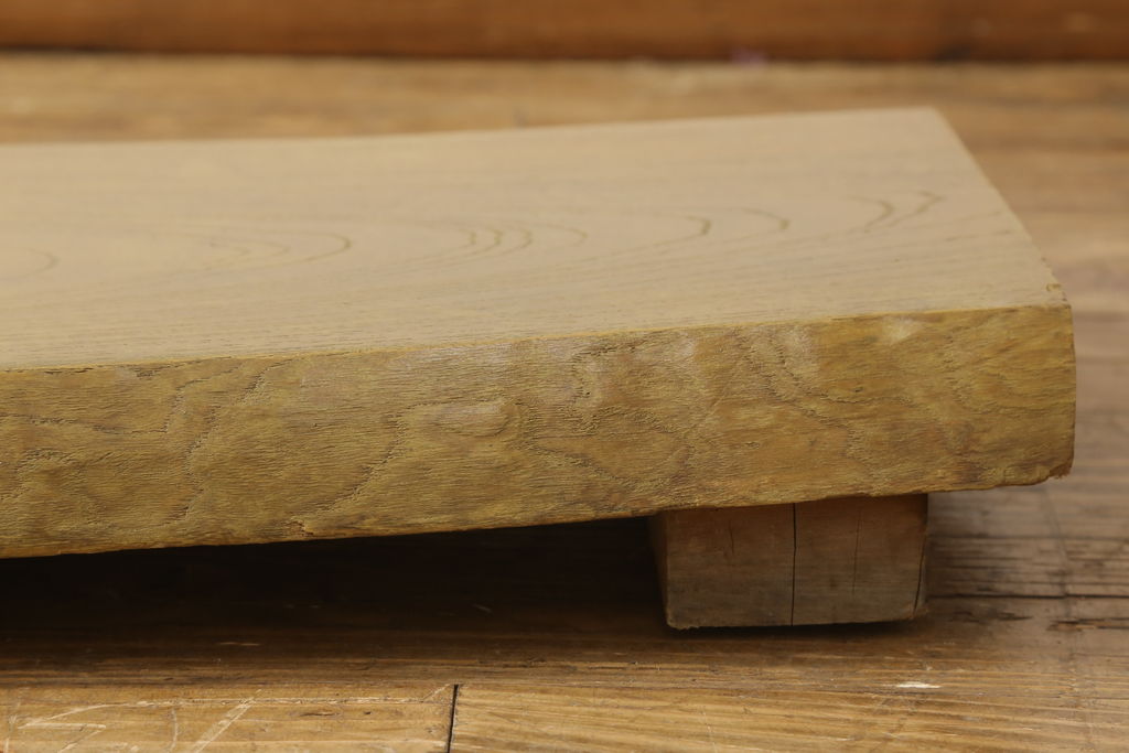 和製アンティーク　民芸家具　欅(ケヤキ)材一枚板　木の味わいを楽しめるローテーブル(置き床、飾り台)(R-059798)