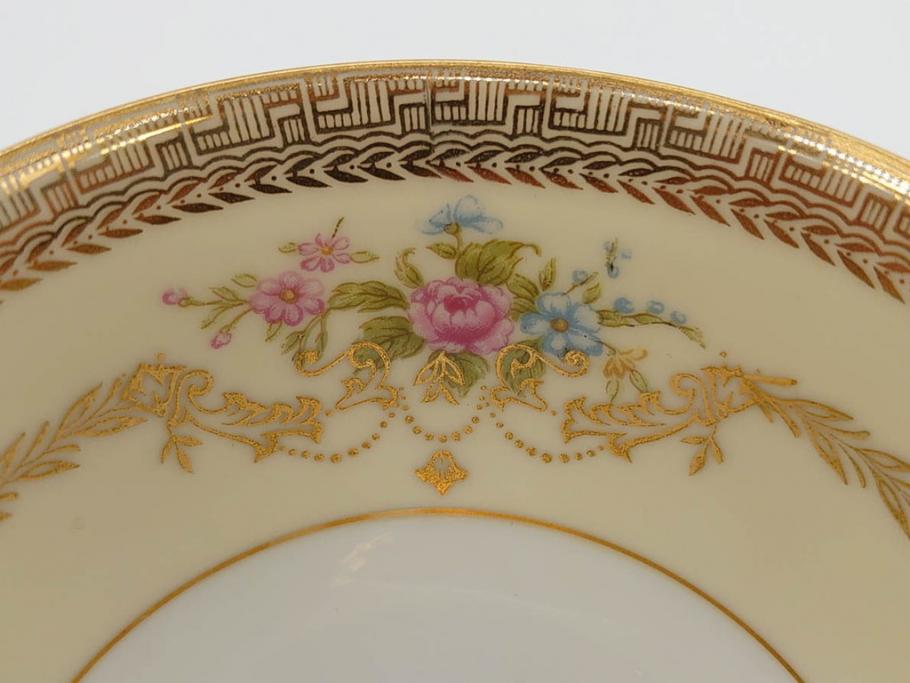 オールドノリタケ　NORITAKE　金彩　ティータイムが華やかになるティーカップ&ソーサー3客セット(花、フラワー、C&S、洋食器)(R-074119)