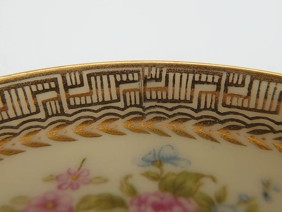 オールドノリタケ　NORITAKE　金彩　ティータイムが華やかになるティーカップ&ソーサー3客セット(花、フラワー、C&S、洋食器)(R-074119)