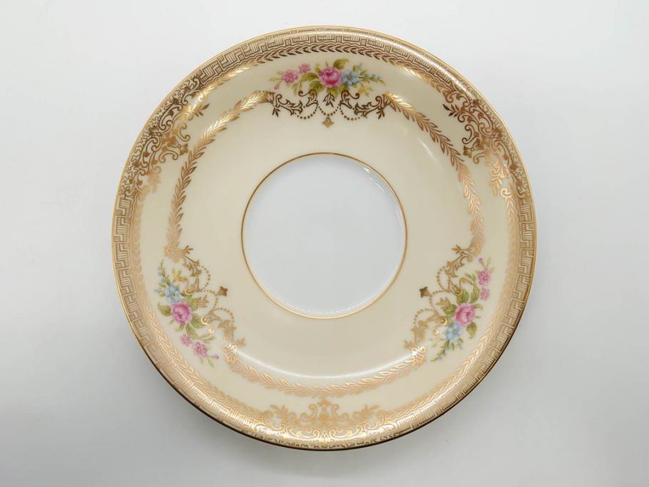 オールドノリタケ　NORITAKE　金彩　ティータイムが華やかになるティーカップ&ソーサー3客セット(花、フラワー、C&S、洋食器)(R-074119)