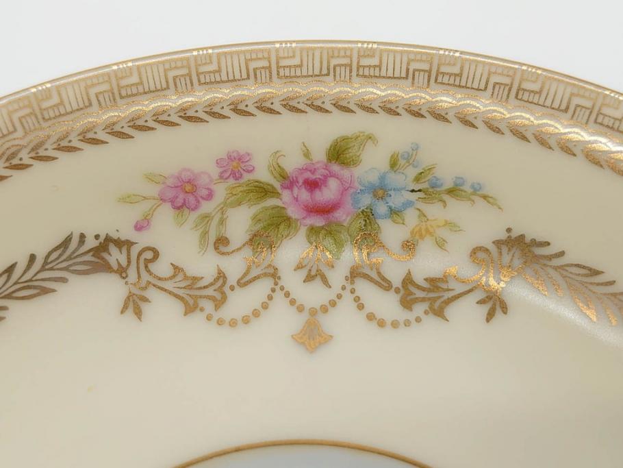 オールドノリタケ　NORITAKE　金彩　ティータイムが華やかになるティーカップ&ソーサー3客セット(花、フラワー、C&S、洋食器)(R-074119)