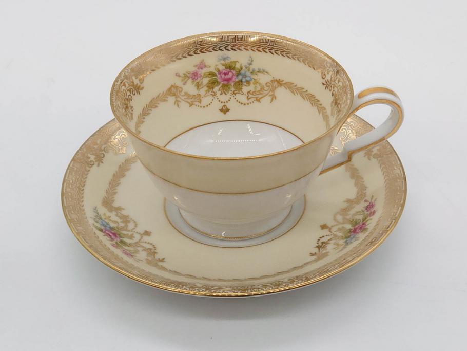 オールドノリタケ　NORITAKE　金彩　ティータイムが華やかになるティーカップ&ソーサー4客セット(花、フラワー、C&S、洋食器)(R-074120)