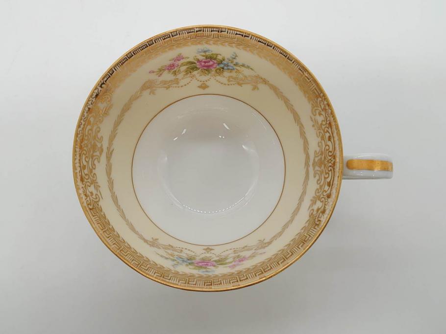 オールドノリタケ　NORITAKE　金彩　ティータイムが華やかになるティーカップ&ソーサー4客セット(花、フラワー、C&S、洋食器)(R-074120)