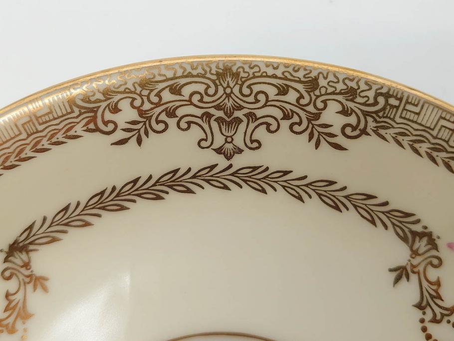 オールドノリタケ　NORITAKE　金彩　ティータイムが華やかになるティーカップ&ソーサー4客セット(花、フラワー、C&S、洋食器)(R-074120)