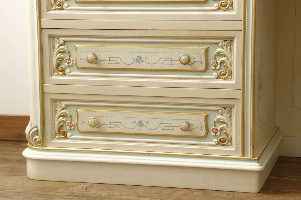 中古　イタリア高級家具　ノバパルク(NOVAPLAK)　ロココ調の装飾が美しい!エレガントな空間作りに活躍するサイドボード(定価約120万円)(ワークデスク、在宅ワーク、在宅用、チェスト)(R-051849)