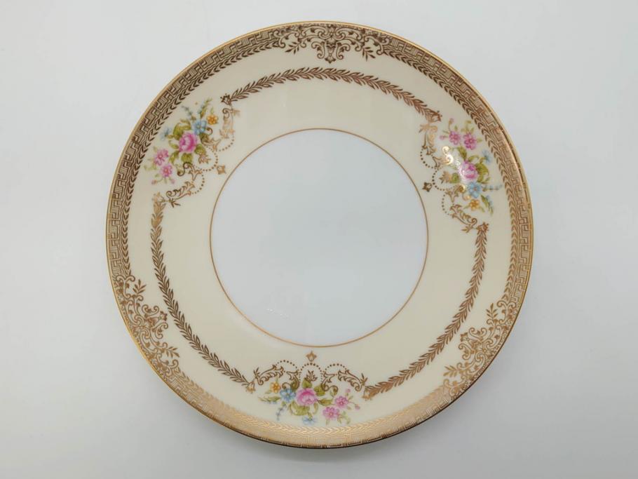 オールドノリタケ　NORITAKE　金彩　繊細なデザインが煌びやかな印象を与えるプレート6枚セット(花、フラワー、皿、洋食器)(R-074121)