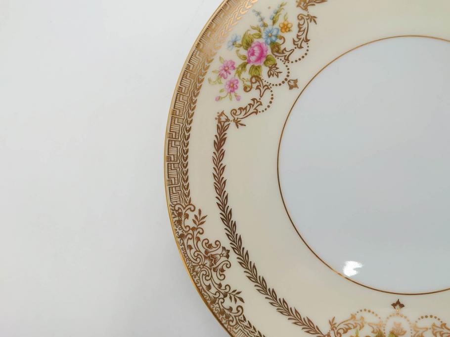 オールドノリタケ　NORITAKE　金彩　繊細なデザインが煌びやかな印象を与えるプレート6枚セット(花、フラワー、皿、洋食器)(R-074121)