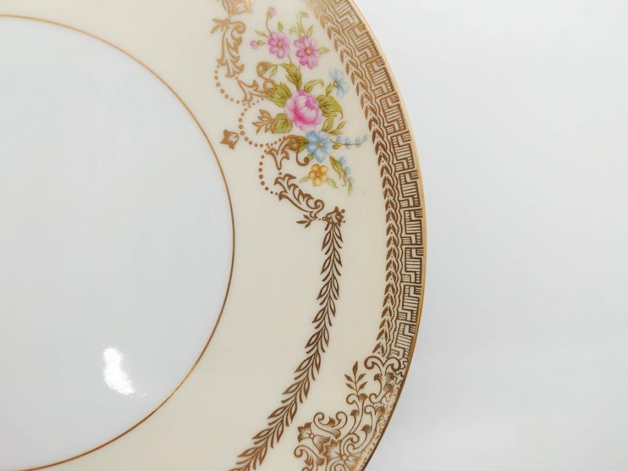 オールドノリタケ　NORITAKE　金彩　繊細なデザインが煌びやかな印象を与えるプレート6枚セット(花、フラワー、皿、洋食器)(R-074121)