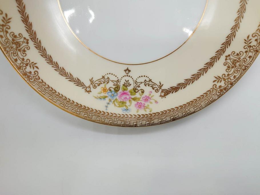 オールドノリタケ　NORITAKE　金彩　繊細なデザインが煌びやかな印象を与えるプレート6枚セット(花、フラワー、皿、洋食器)(R-074121)