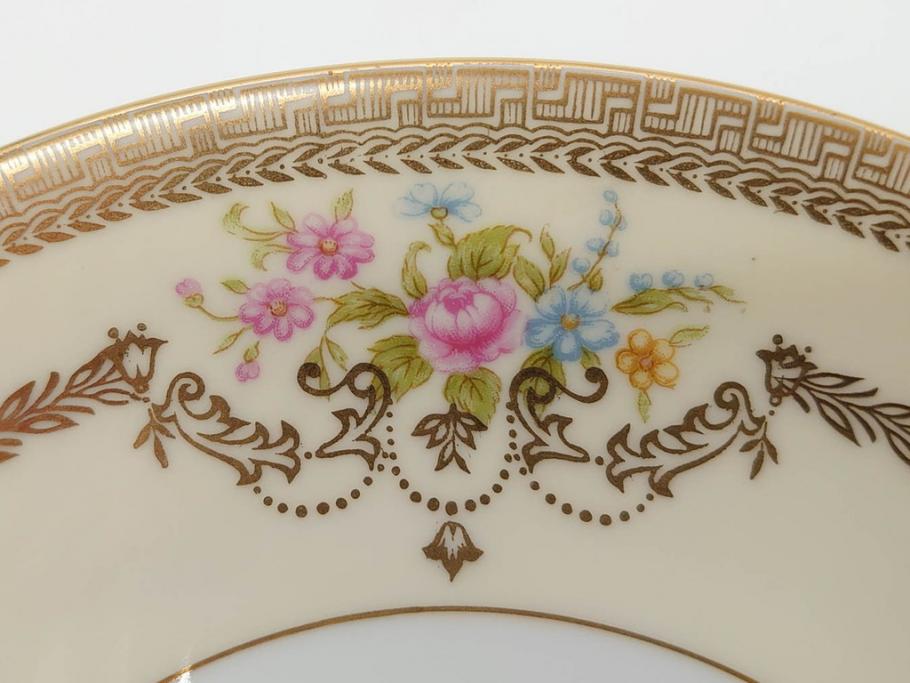 オールドノリタケ　NORITAKE　金彩　繊細なデザインが煌びやかな印象を与えるプレート6枚セット(花、フラワー、皿、洋食器)(R-074121)