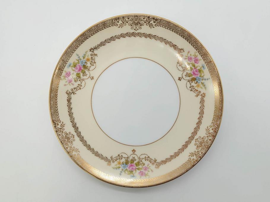 オールドノリタケ　NORITAKE　金彩　繊細なデザインが煌びやかな印象を与えるプレート6枚セット(花、フラワー、皿、洋食器)(R-074121)