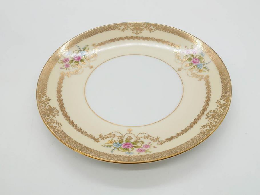 オールドノリタケ　NORITAKE　金彩　繊細なデザインが煌びやかな印象を与えるプレート6枚セット(花、フラワー、皿、洋食器)(R-074122)