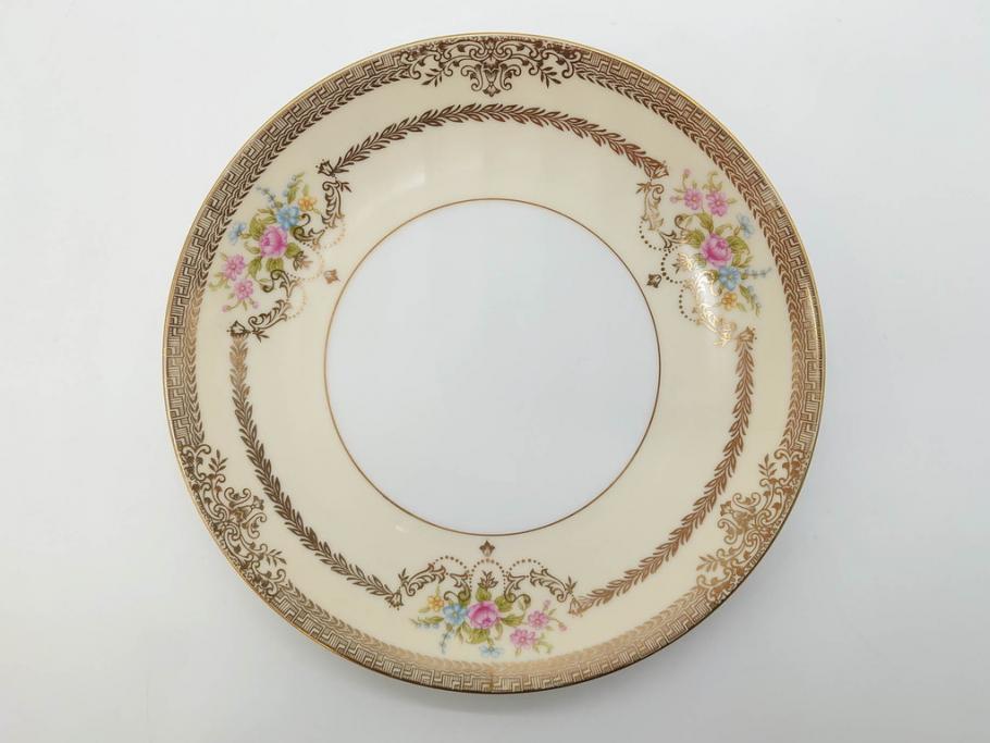 オールドノリタケ　NORITAKE　金彩　繊細なデザインが煌びやかな印象を与えるプレート6枚セット(花、フラワー、皿、洋食器)(R-074122)