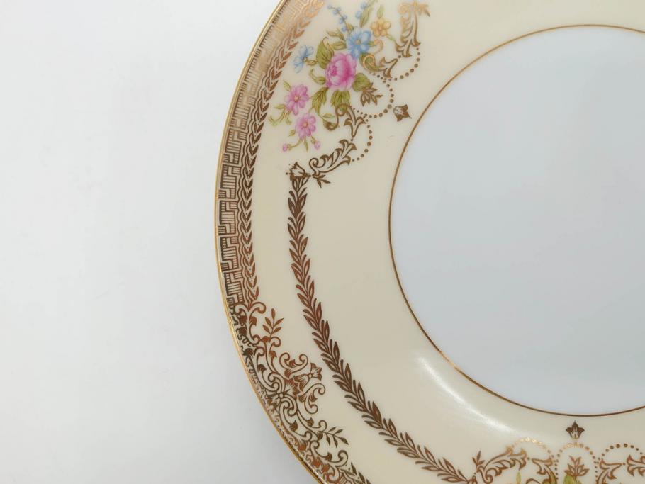 オールドノリタケ　NORITAKE　金彩　繊細なデザインが煌びやかな印象を与えるプレート6枚セット(花、フラワー、皿、洋食器)(R-074122)