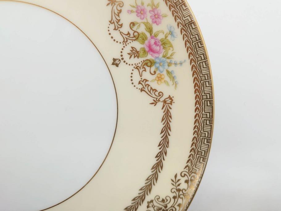 オールドノリタケ　NORITAKE　金彩　繊細なデザインが煌びやかな印象を与えるプレート6枚セット(花、フラワー、皿、洋食器)(R-074122)