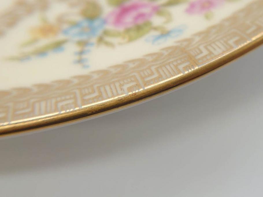 オールドノリタケ　NORITAKE　金彩　繊細なデザインが煌びやかな印象を与えるプレート6枚セット(花、フラワー、皿、洋食器)(R-074122)