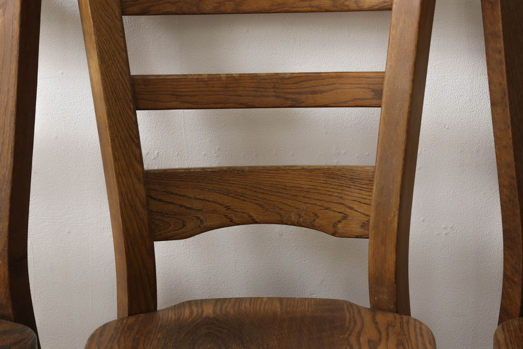 オランダビンテージ　木のぬくもりが感じられるオーク材製ダイニングチェア3脚セット(椅子、イス、板座チェア、ヴィンテージ)(R-053037)