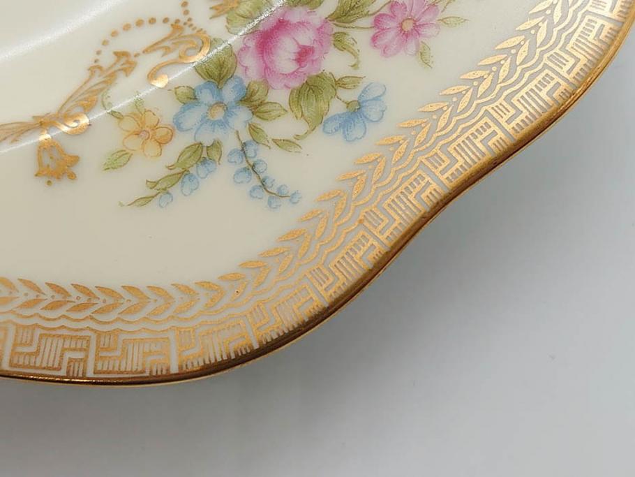 オールドノリタケ　NORITAKE　金彩　洗練されたフォルムが優雅な雰囲気を醸し出すプレート6枚セット(花、フラワー、皿、洋食器)(R-074124)