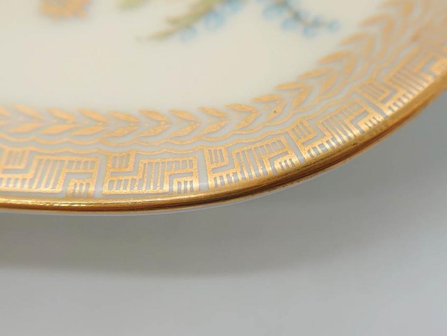 オールドノリタケ　NORITAKE　金彩　洗練されたフォルムが優雅な雰囲気を醸し出すプレート6枚セット(花、フラワー、皿、洋食器)(R-074124)