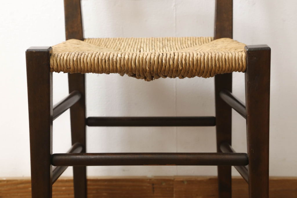 中古　松本民芸家具　#63型　ラダーバックのラッシチェア(ダイニングチェア、椅子)(定価約11万円)(R-052941)