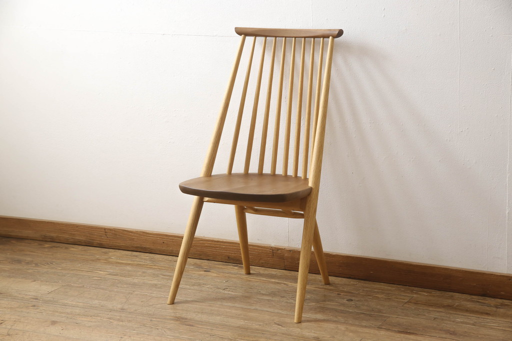 中古　展示美品　柏木工　CC71K(ウォールナットWP+オークNP)　CIVIL(シビル)　シンプルながらデザイン性を感じられるダイニングチェア(板座チェア、椅子、イス)(R-065749)